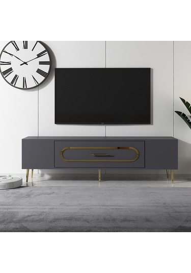 Dekop3ct Tv Sehpası Antrasit-altın