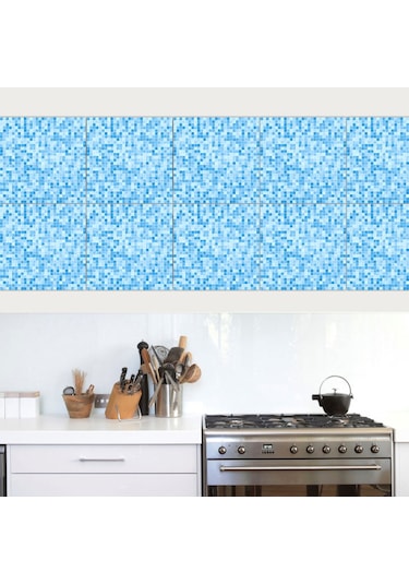 Yaleker Mediterranean Tarzı Pvc Otostikli Duvar Sticker 20x20cm 10 Adet - Zengin Desenli Ev Dekorasyonu Diğer