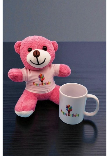 Pembe Peluş Ayıcık Ve Kupa Seti