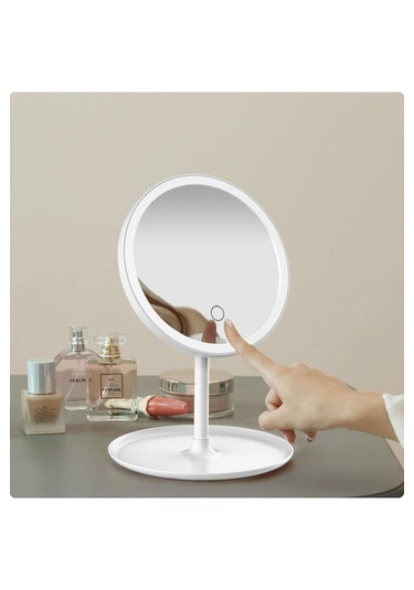 Yuvarlak Işıklı Makyaj Aynası 3 Renk Işık Şiddeti Ayarlanabilir