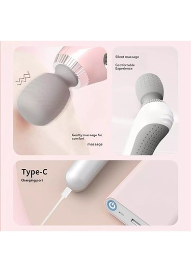 Şarjlı Sessiz Titreşimli Tüm Vücut Masaj Cihazı Su Geçirmez Silikon Başlık Beyaz