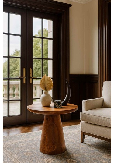 Doğal Meşe Renk Orta Sehpa Modern Mantar Tasarım Meşe