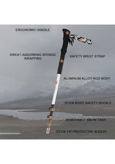 Mountainhiker Açık Hafif Alüminyum Alaşım Trekking Direkleri Çok Beyaz