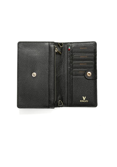 Black Cüzdan & Kartlık Kadın Diğer 2812 Roncato Flother Skın Wallet Telephone Card Holder Siyah