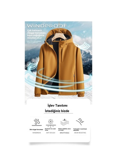 Erkekler İçin Açık Hava Spor Günlük Kapüşonlu Ceket Mavi