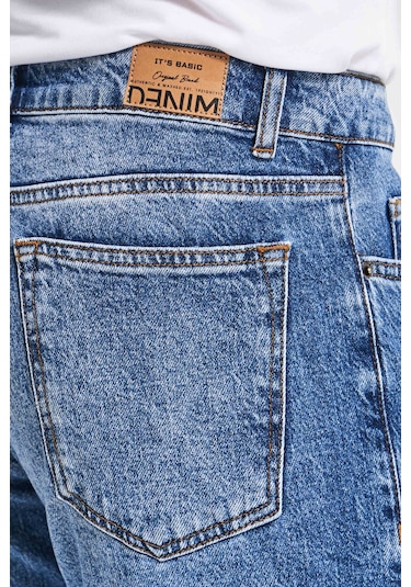 Itsbasic Erkek Kot Rengi Slim Fit Likralı Kumaş Denim Mavi