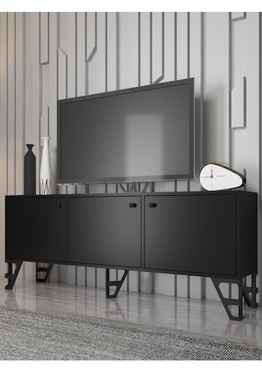 Wood'n Love Bello 160 Cm Metal Ayaklı Tv Ünitesi - Konsol - Siyah