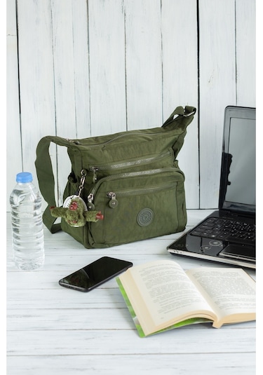Krinkıl / Klinkır Su Geçirmez Kumaş Çok Gözlü Çapraz Kol Ve Omuz Postacı Çantası Haki 5835 Haki