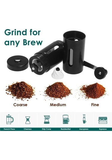 Ulzyvf Portatif Kahve Değirmeni - Seramik Diskli, French Press & Espresso İçin Seramik Diskli Ayarlanabilir Manuel Kahve Değirmeni - Siyah Siyah