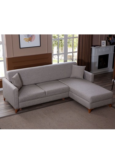 Sunrise Çift Yönlü Keten Yataklı Modüler Köşe Koltuk Takımı Gri Gri