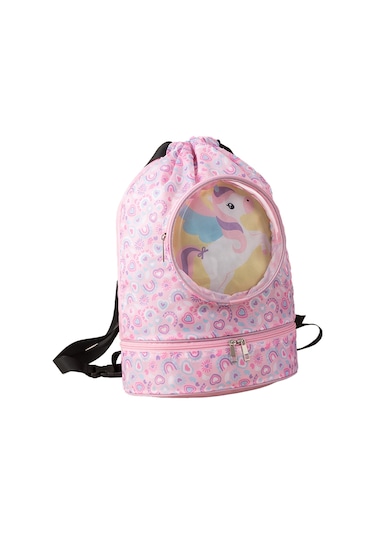 Neevoyu Teknelerli Desenli Su Geçirmez Polyester Çanta - Kuru/ıslak Bölmeli, Ayakkabı Ve Gözlük Bölmesiyle Spor, Plaj Ve Seyahat İçin Pembe