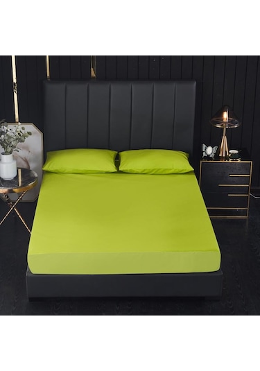 Yeşil Konfor Yatak İpeksi Yumuşak Konfor Çarşafları Fırçalanmış Mikrofiber Polyester Derin Cep Yatak Örtüsü Su Geçirmez Levha