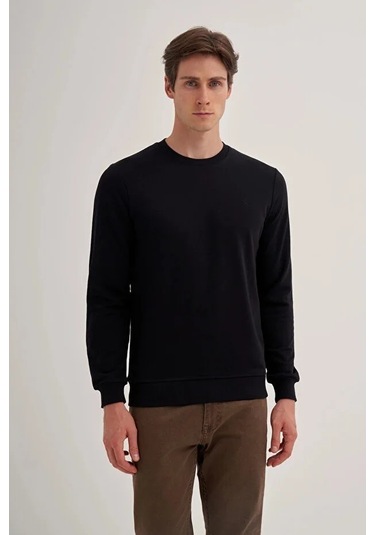 Cazador Slim Fit Mevsimlik 3 İplik Pamuk Karışımlı Sweatshirt-56100 Siyah