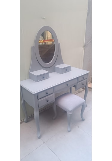 Dresuar Makyaj Masa 7 Çekmece Kayın Aslan Ayak Parlak Lake Gri Hareketli Ayna Kutu Sevk El Yapım Gri Dresuar Makyaj Masa 7 Çekmece Kayın Aslan Ayak Parlak Lake Gri Hareketli Ayna Kutu Sevk El Yapım Gri