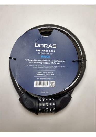 Doras Motosiklet Kilidi B6000 1 Antrasit Boy : 120 Cm Çap : 20 Mm Siyah