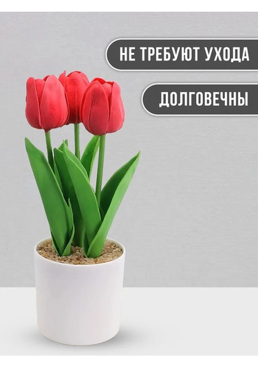 4fun Silikon Lale Çiçekleri, İç Mekan İçin Saksıda 214561564 Kırmızı