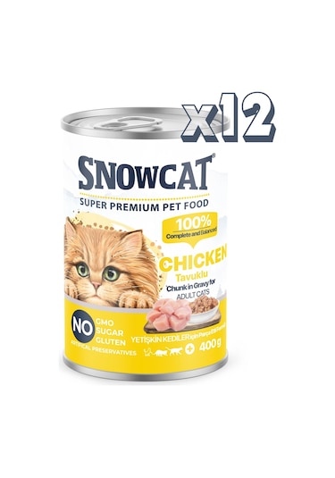 Snow Cat Premium Parça Etli Tavuklu Kedi Konservesi 12 x 400 G