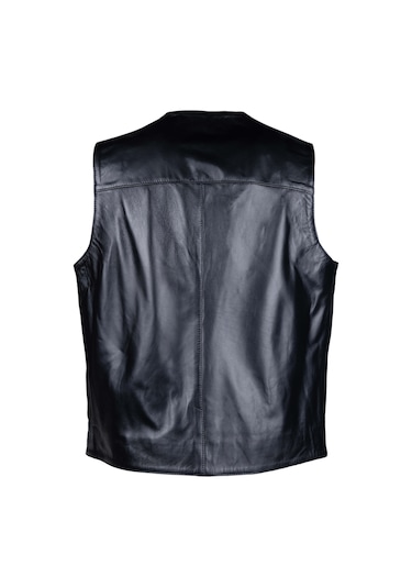 Tamer Tanca Erkek Hakiki Deri Siyah Yelek Deri Mont 1042 Y03 Erk Derı Yelek Sk24/25 Sıyah Zıg Siyah