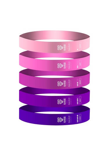 5 Li Pilates Direnç Bandı Seti Loop Squat Lastiği Çantalı Fitness Egzersiz Bantları - Pembe Pembe