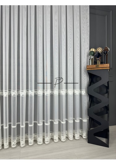 Tül Perde Etek 3 Hiza Hürrem Desen Etek İşleme Ekru