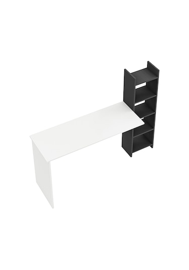 Kitaplıklı Fonksiyonel Çalışma Masası Beyaz- Antrasit Gri Beyaz - Gri