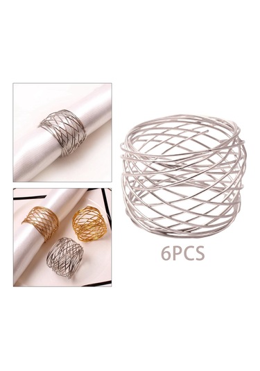 Suntek 6x El Sanatları Peçete Halkaları Parti Yemek Masası Gümüş