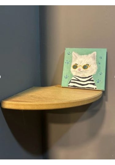 Yuvarlak Köşe Raf, Rafın Kesik Köşesi, Ahşap Yüzer Açık Kahverengi Rustik Raflar, Duvar Düzenleyici 1