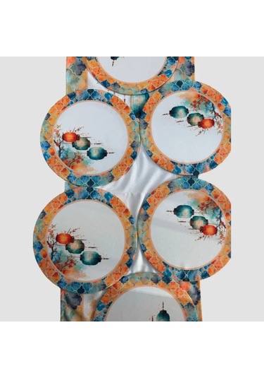 Uretti - Nebile 2034 - El Yapımı Çin Feneri Temalı Runner - 6'lı Supla Amerikan Servisi Takımı Çok Renkli