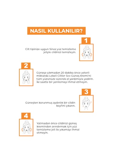 Sinoz Koyu Cilt Lekelerine Etkili Sıvı Yüz Güneş Kremi Hibrit Formül PA++++ SPF50+ 50 ML