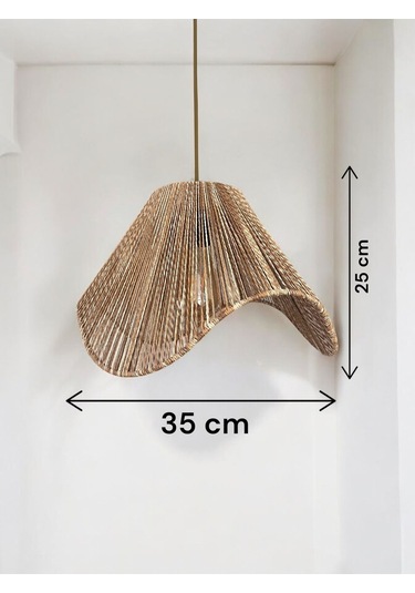 Hasır El Yapımı Bohem Asimetrik Şekilli Rustik Avize - Çok Renkli Çok Renkli