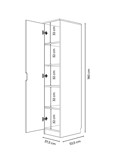 Lento 1 Kapaklı 5 Raflı Gardırop Beyaz Meşe Beyaz Meşe