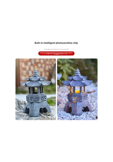 Konesam Solar Güneş Enerjili Çin Zen Stili Bahçe Aydınlatması, Avlu Dekoru, Manzaralı Ev Ve Bahçe Süsleri Işıklı Minyatür Kule Lambası