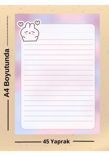 Minik Tavşanlı Setimiz A4 Çizgili-a5 Günlük Planlayıcılı Bloknot Notepad Okul Planner Çok Renkli