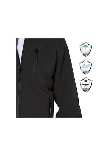 Endüstri Giyim Şensel Softshell Mont Siyah (91E2550) Su Itici Rüzgar Geçirmez