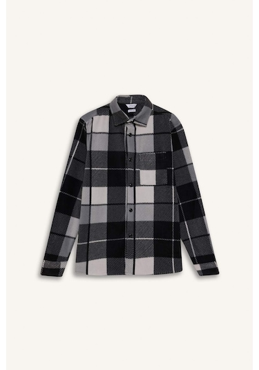 DeFacto Regular Fit Kareli Polar Uzun Kollu Gömlek V2767AZ24WNAR221 Antrasit