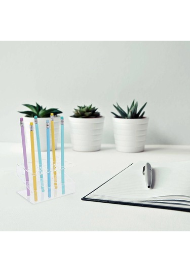 Ganzhoushop Akrilik Kalem Tutucu Ekran Standı Kalem Fırça Tutucu Çok Delikli Düzenleyici Raf Tükenmez Kalemler İşaretleyiciler İçin Şeffaf