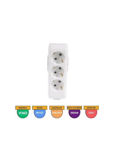 Viko Multi-let 3'lü Grup Priz Topraklı Çocuk Korumalı Klemensli Beyaz - 90113300
