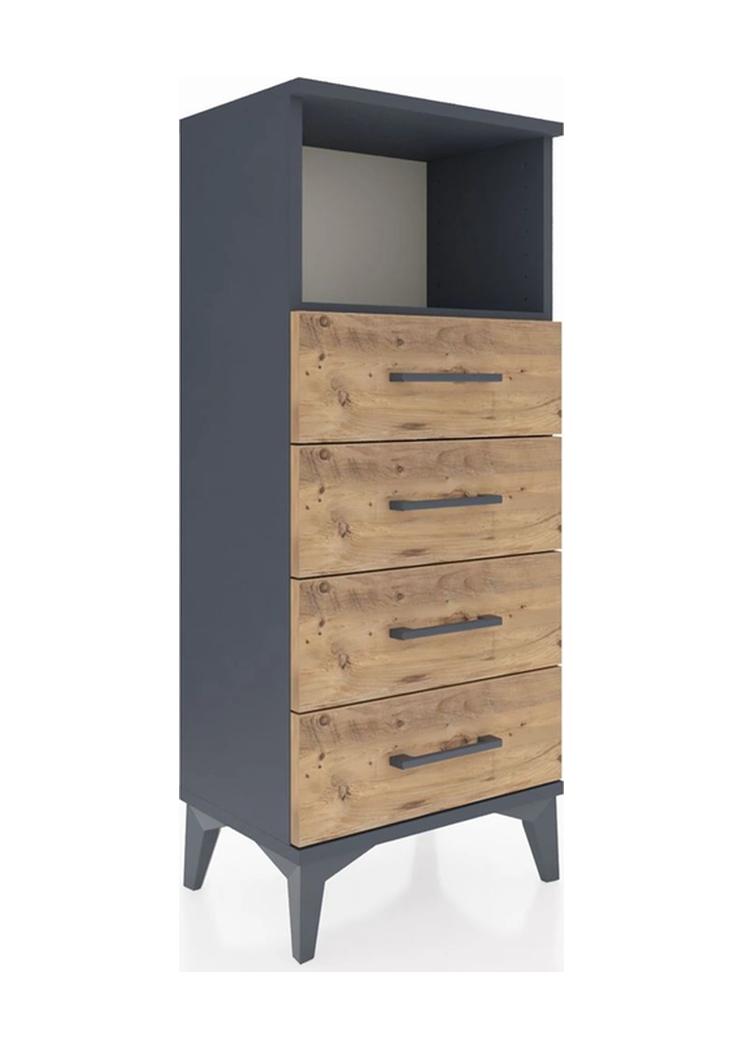 Arges Komodin Tek Raflı 4 Çekmeceli 44x30x106 Antrasit-çam Antrasit