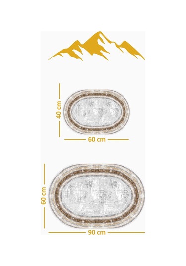 Yıkanabilir Kaymaz Tabanlı Modern Desenli 2'li Banyo Paspas Takımı Obps0013 Renkli
