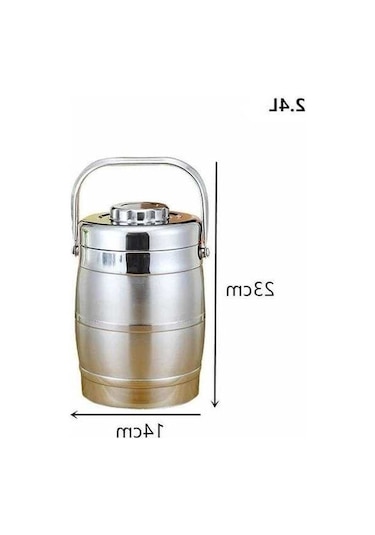 Novahub Çift Katmanlı Vakum Kutu, 2.4l Piknik Tencere, Paslanmaz Çelik, Isı Yalıtım, Gümüş Renk Gümüş
