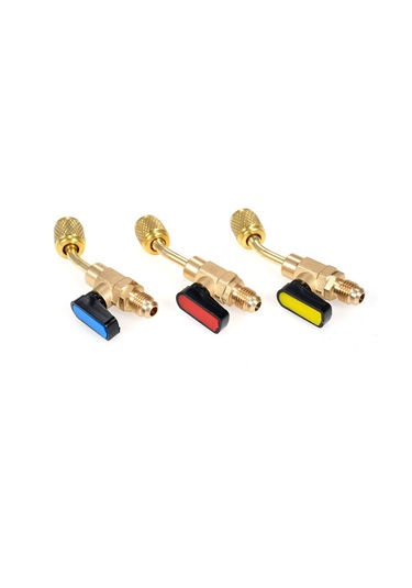 Aubyhe R410a/r22 Klima Soğutucu İçin Bakır Devir Valfi Ve Adaptör Seti - 800 Psi Çalışma Basıncı - Gold