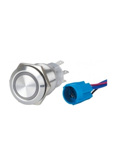 Krom Led Buton Beyaz 15a 22mm 12v-24v On-off