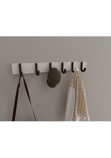 Hepsi3boyutlu Modern Duvar & Kapı Baston Askılık - 6 Adet Siyah J Askılık - Model No : 6 Siyah