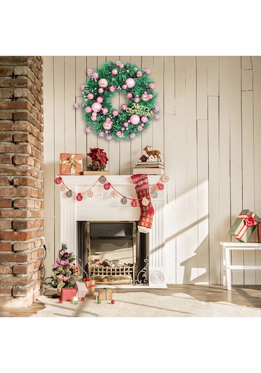 Ön Kapı 19.7" Yapay Noel Çelengi Altın Ve Gümüş Top