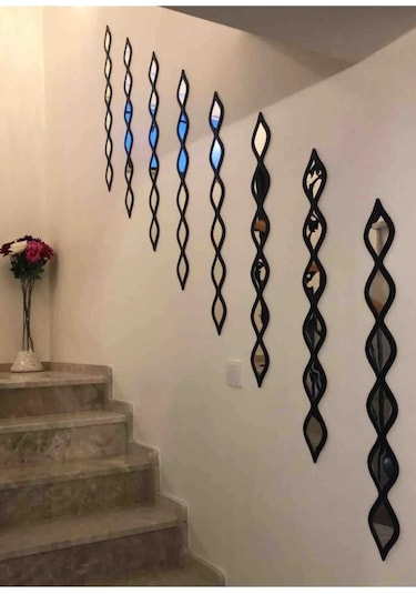 Su Damlası Dekoratif Ayna Beşli Siyah