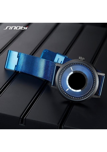 Yingfu Mavi Sınobı Moda Tasarımı Erkek Kuvars Kol Saatleri Adamın Örgü Kayışı Lüks Spor Hediyelik Saat Reloj Hombre Mavi