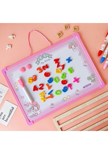 Snapbuy Sanrio Temalı Kuromi Seçenekli Silinebilir Mıknatıslı Yazı Tahtası Harf Ve Rakamlı, Duvara Asılabilir Pembe