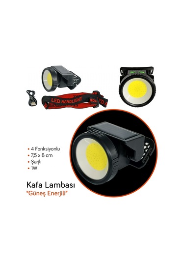 Lambada Kafa Lambası Güneş Enerjili Şarjlı 3 Fonksiyon 1w Br4456032
