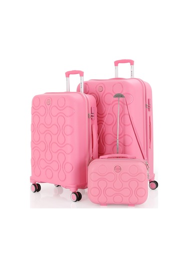 Mçs Polipropilen 3lü Valiz Seti Büyük & Orta & Makyaj V376 S23sy1000051-set 00020 Pembe