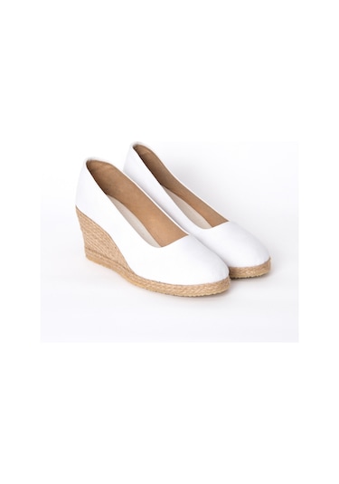 Star Tombis Beyaz Keten Espadril Dolgu Topuk